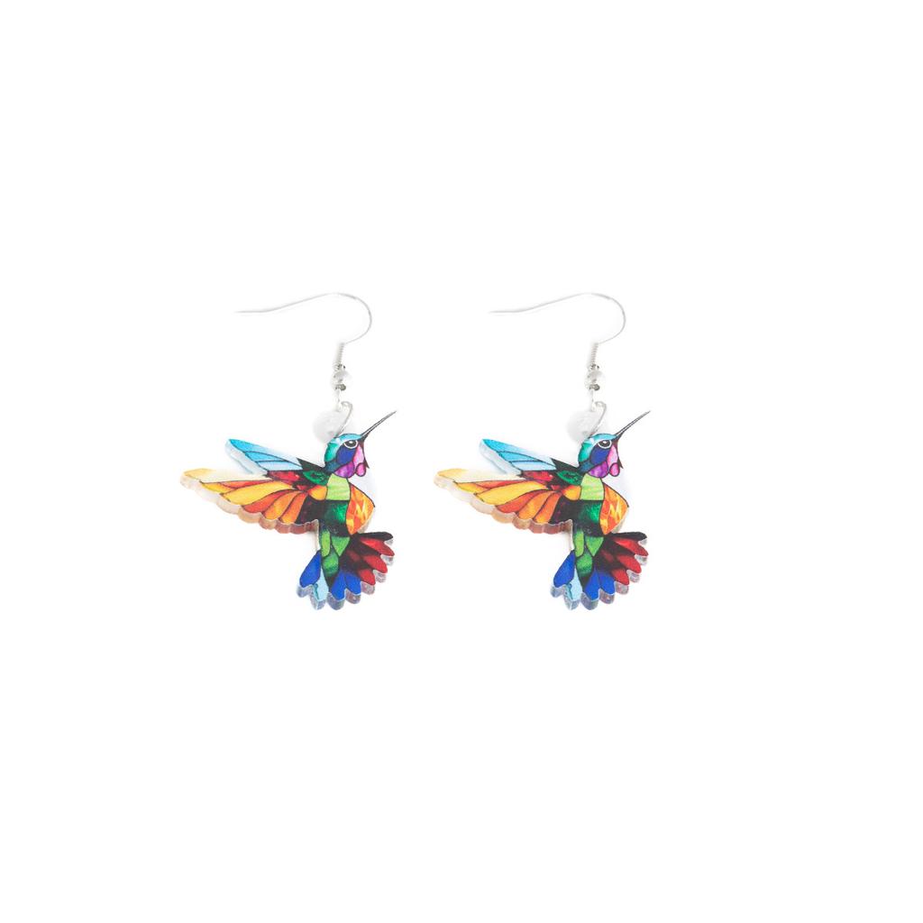 Beautiful Bird Starts the Spring, Colorful Fashion Retro Mid-century Style Ins Network Sense Earrings