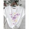 Wounisex'S Casual Purple Butterfly Print T-Shirt - Short Sleeve Round Neck Lightweight & Breathable Summer Fashion Tee