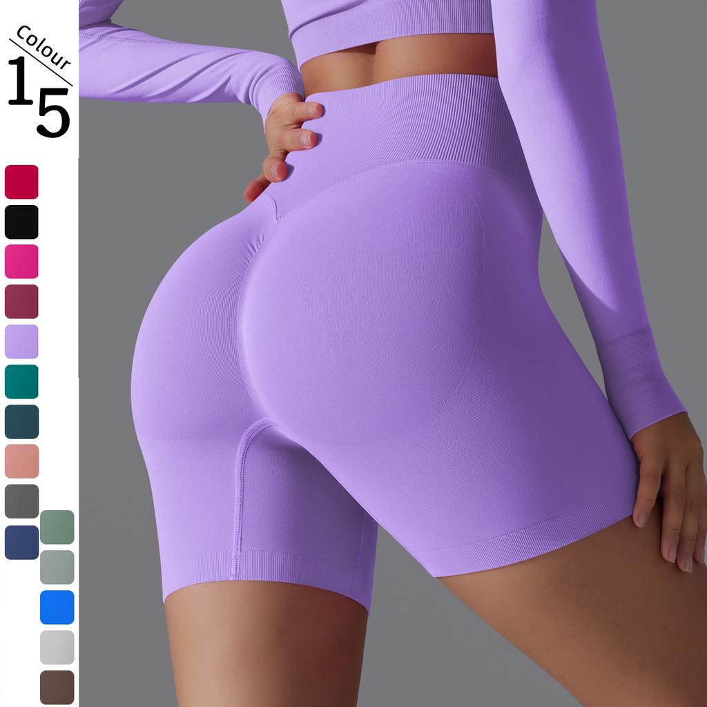 Nessaj Women Breathable Quick Dry Cycling Shorts Bubble Butt Yoga Fitness Shorts High Waist Gym Sport Short Pants