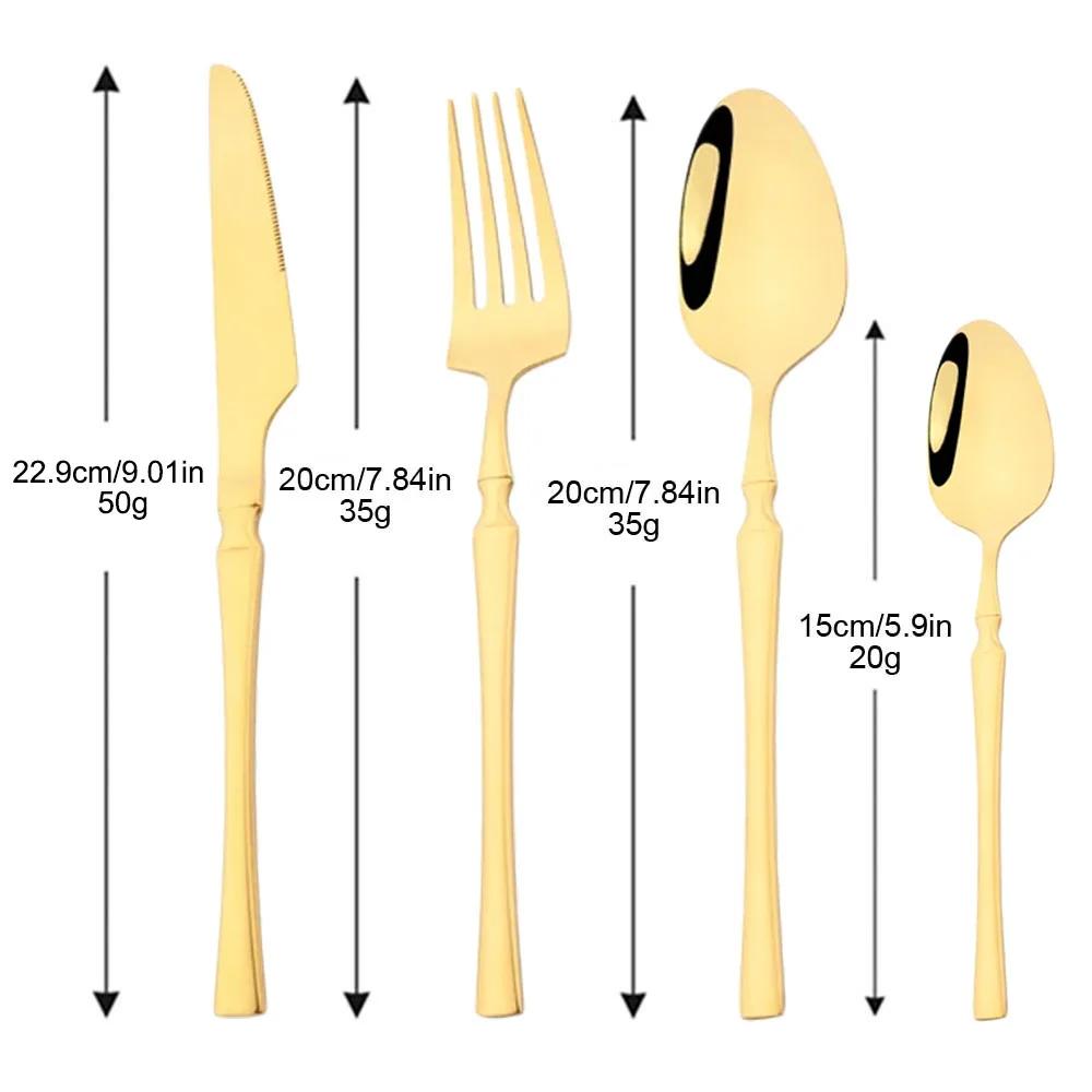 12Pcs Gold Dinnerware Stainless Steel Cutlery Set Knife Fork Tea Spoon Dinner Flatware Set Kitchen Silverware Tableware