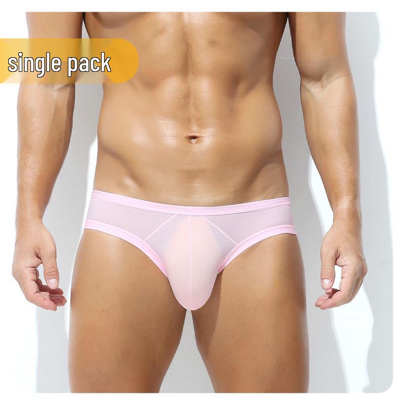 Pánské sexy slipy s nízkým pasem, dutým trojúhelníkovým střihem, velkým váčkem a prodyšným designem