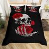 Floral Comforter Cover No Filling Black Skeleton Bedding Set Antique Victorian Baroque Skull Duvet Cover Gothic Vintage