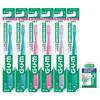 GUM Dental Brush (#191 3-Row Super CompactRegular) 6 Pieces + Bonus Included Color Will Be Random