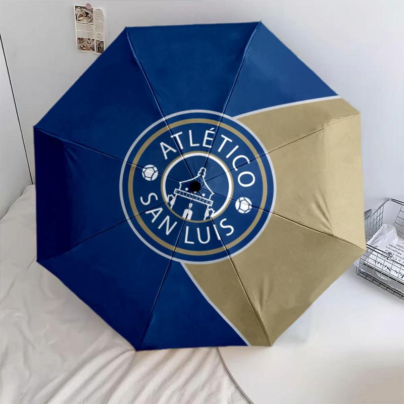Atlético San Luis  pattern, automatic folding umbrella, portable and foldable design, 8 ribs, a Christmas or birthday gift.