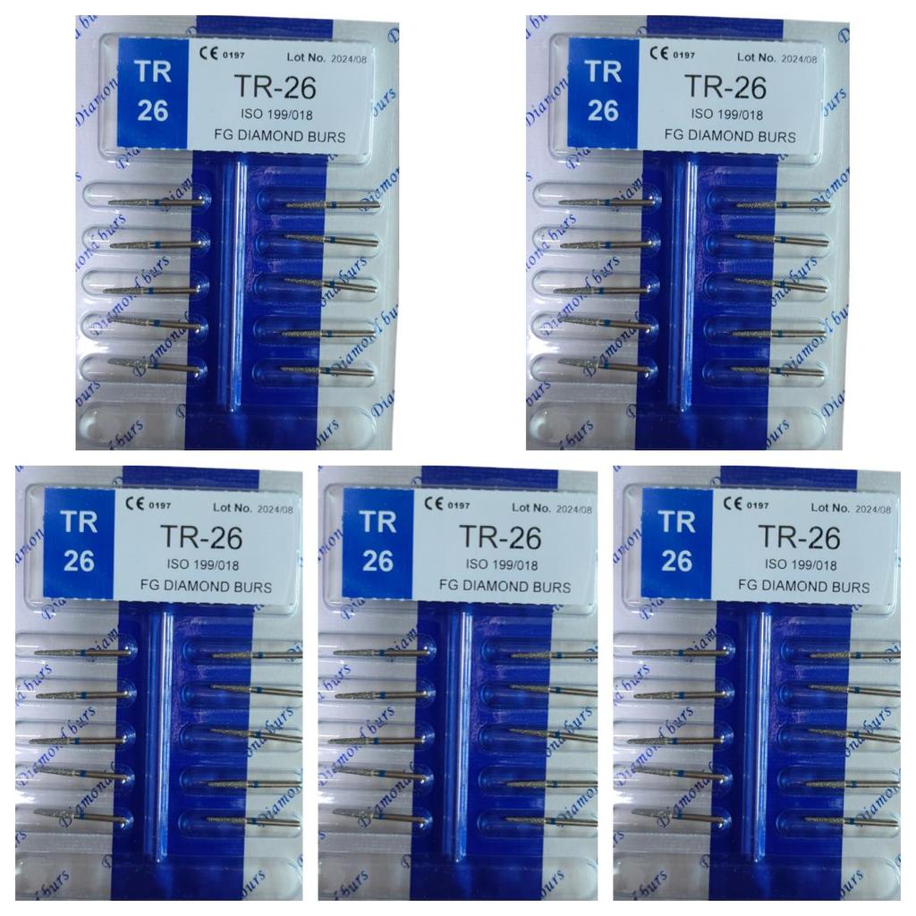 50pcs Dental High Speed Burs High Speed Handpiece Turbine Diamond Burs Diamond Polishing Tooth Preparation Dentist Material