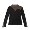 Autumn/Winter Rhinestone Long-Sleeve Top: Age-Reducing, Warm, Half-High Collar Fleece Base Layer Shirt