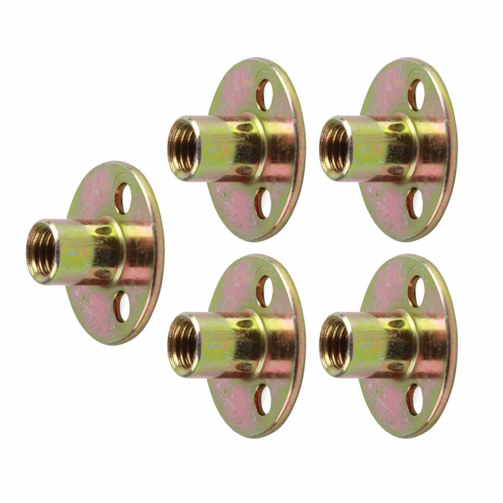 5 Pcs T Nut Flange 3 Hole Galvanized Iron Furniture Fixing Tee Round Base NutM10