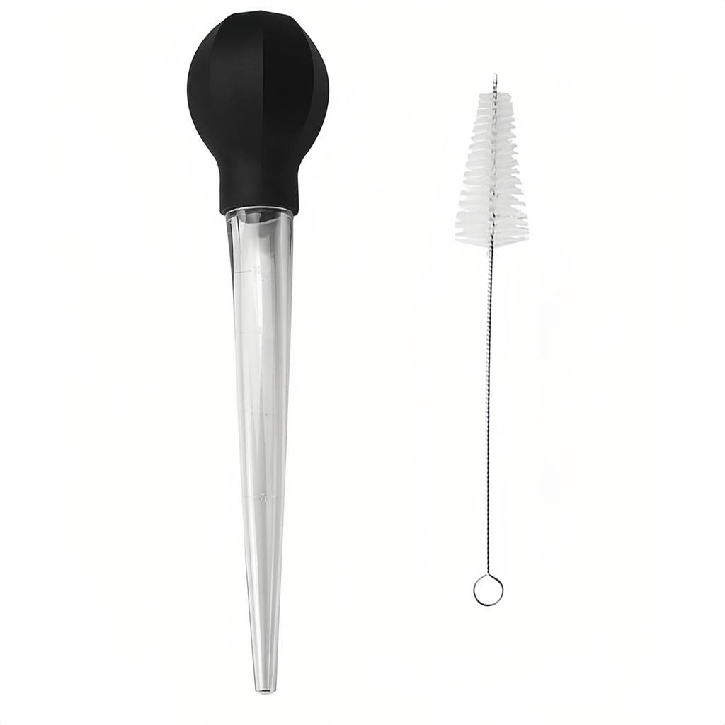Turkey with Rubber Bulb and Cleaning Brush for Basting, Marinade and Oil Skimming