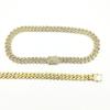 Fashion Men Cuban Link Iced Out Necklace 14MM width Rhinestones Chain Rapper CZ Cuban Chain Necklace Hip Hop Birthday Jewelry