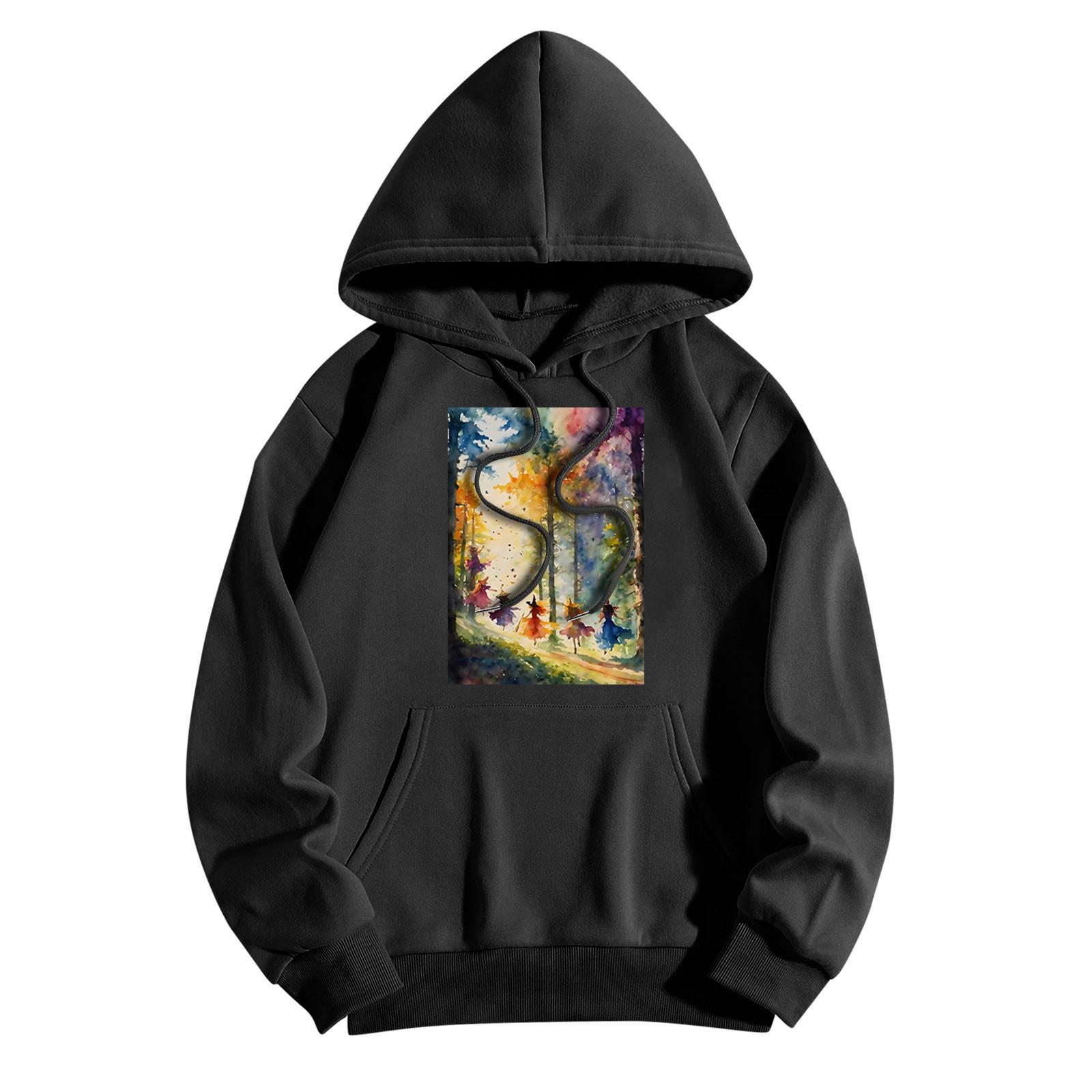 Женская модная повседневная толстовка с капюшоном и принтом ведьмы на Хэллоуин — фото 7