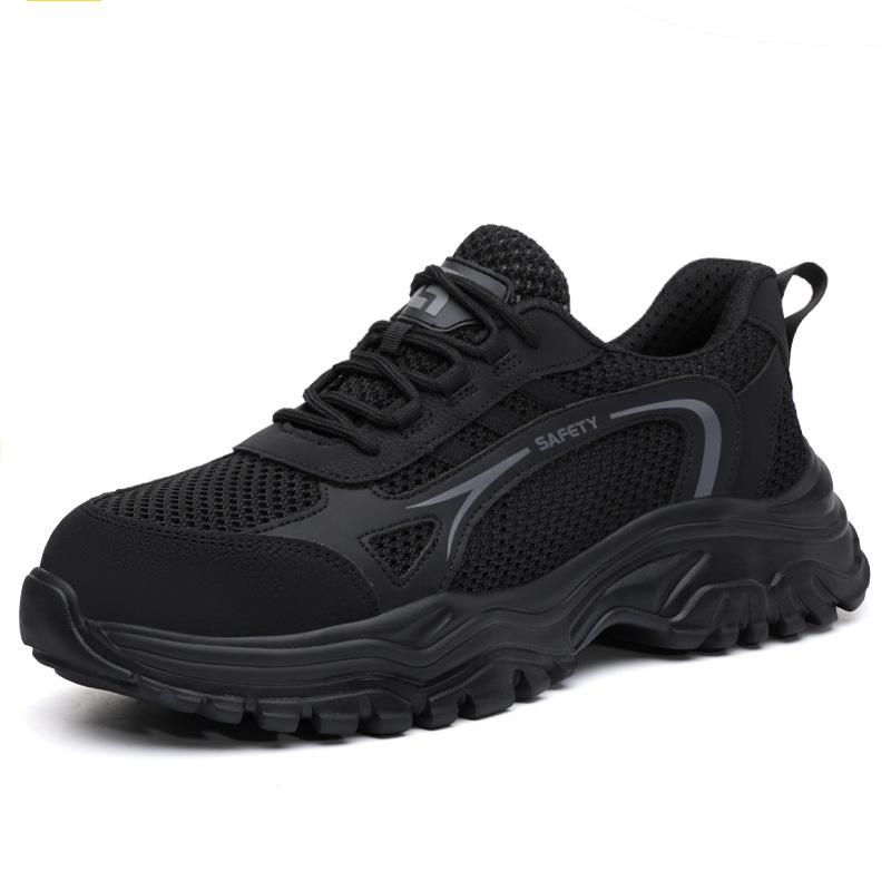 lightweight summer mesh work shoes breathable safety shoes steel toe cap industrial tennis shoes for men protective toe sneakers