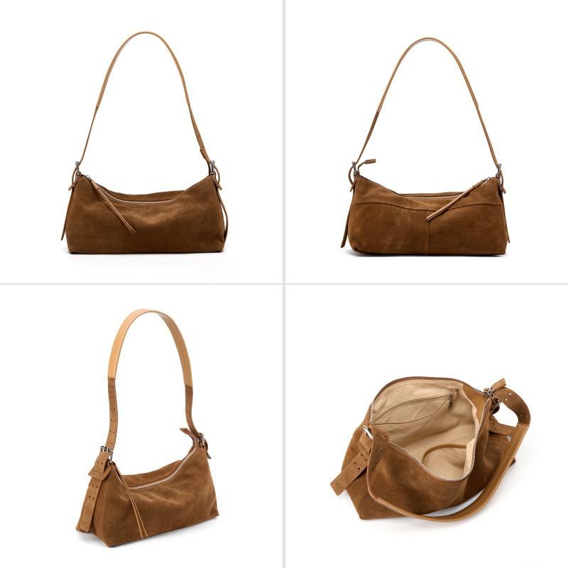 Borsa a tracolla da donna in pelle scamosciata portatile da pendolarismo da donna nuova borsa a spalla di nicchia borsa da sottoascellare