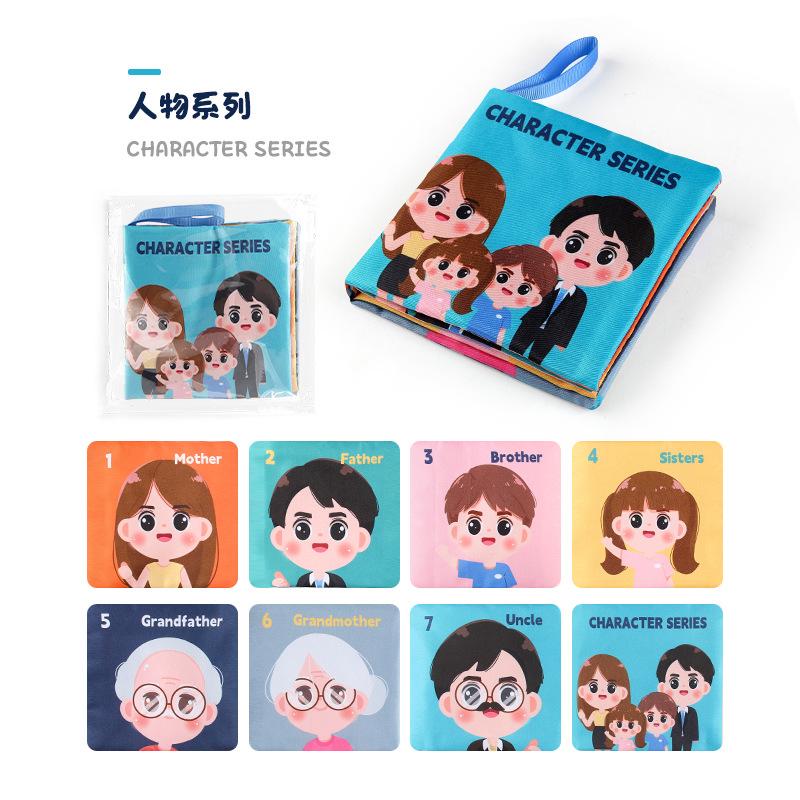 Baby Cloth Book Early Education Toy 4 Pages 8 Sides Palm Book Can Not Be Torn Animal Characters Cognition Baby Cloth Book