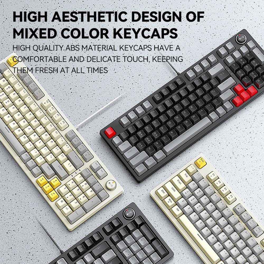 T WOLF T50 Mechanical Keyboard 96+1 Keys Wired Gaming Keyboard High quality ABS Dual Color Molding Keycap Blue Switches