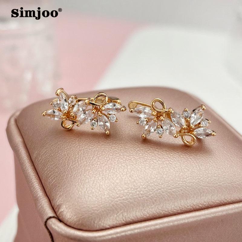 SIMJOO Stilvolle Zirkon-Ohrringe Einfaches Design Hohl-Ohrringe für Damen