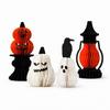 Halloween Decorations Figurines 4-piece Set 3D Paper Ornaments Paper-made Pumpkin Ghost Black Cat Witch Tabletop Entrance Decoration