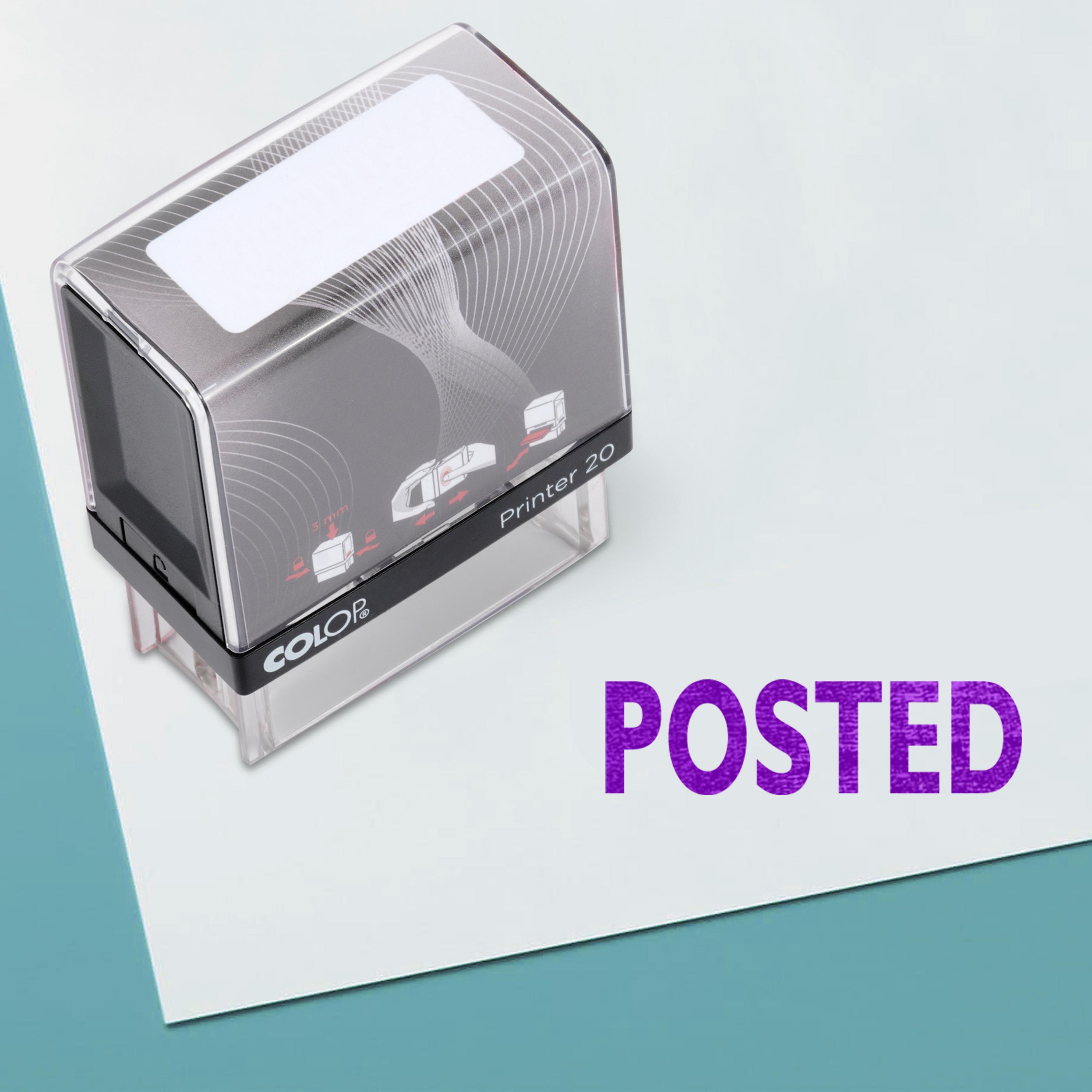 

POSTED Self Inking Rubber Stamp Custom Colop Office Stationary P20 Mini Impression Area: 14 mm x 38 mm Фіолетовий