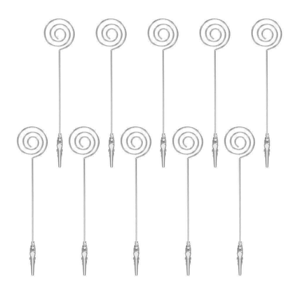 10PCS Round Table Note Clips 15*3cm Metal Table Cards Clip Table Cards Holder  Message Display
