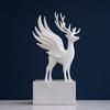 Geweih Hirsch Dekor Weihnachten Elch Statue mit Flügeln, 3D Gedruckte Rentier Figur, Moderne Skulptur für Wohnzimmer Stehender Esstisch, Kamin,