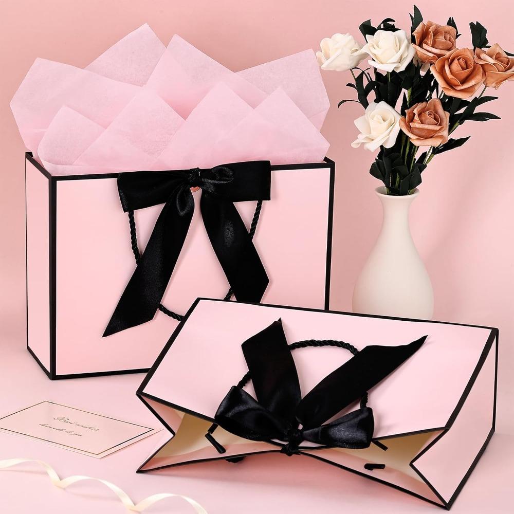 3pcs Gift Bags Large Gift Bags 1Pc Paper Gift Bag with 1 Tissue Paper 1 Greeting Cards and 1 Ribbon Present Bags with Handles Shopping Handheld Bag