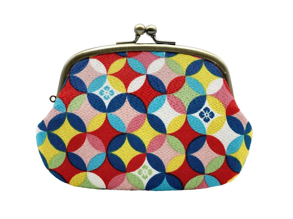 Clasp Wallet with Coin Cherry Blossom Made In Kyoto [B-andyu] 4.0cm Parent-Child Purse, Chirimen, Design, Japan, (Shippo Colorful)