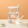 Öffnendes kleines Geschenk Glasbecher mit Deckel Löffel Wasserbecher Cartoon Niedlicher Tierbecher Hochtemperaturbeständig Souvenir Hochborosilikatglas