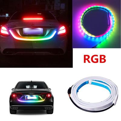 120cm Car Rear Trunk Lights Multicolor RGB Tail Box Light Dynamic Streamer Brake Turn Signal Warning