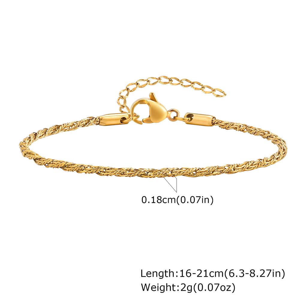 Ladies Stainless Steel Plated 18K Gold Braided Twist Chain Necklace Bracelet Nc-