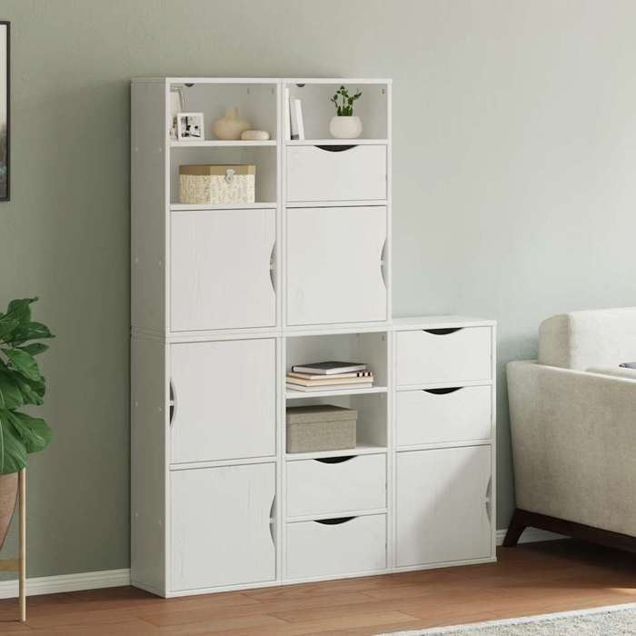 VidaXL Side Cabinets 5 Pcs ODDA White 40x24x79 Cm Solid Pine Wood, Cabinet, Buffet, Kitchen Storage Furniture, 3365357