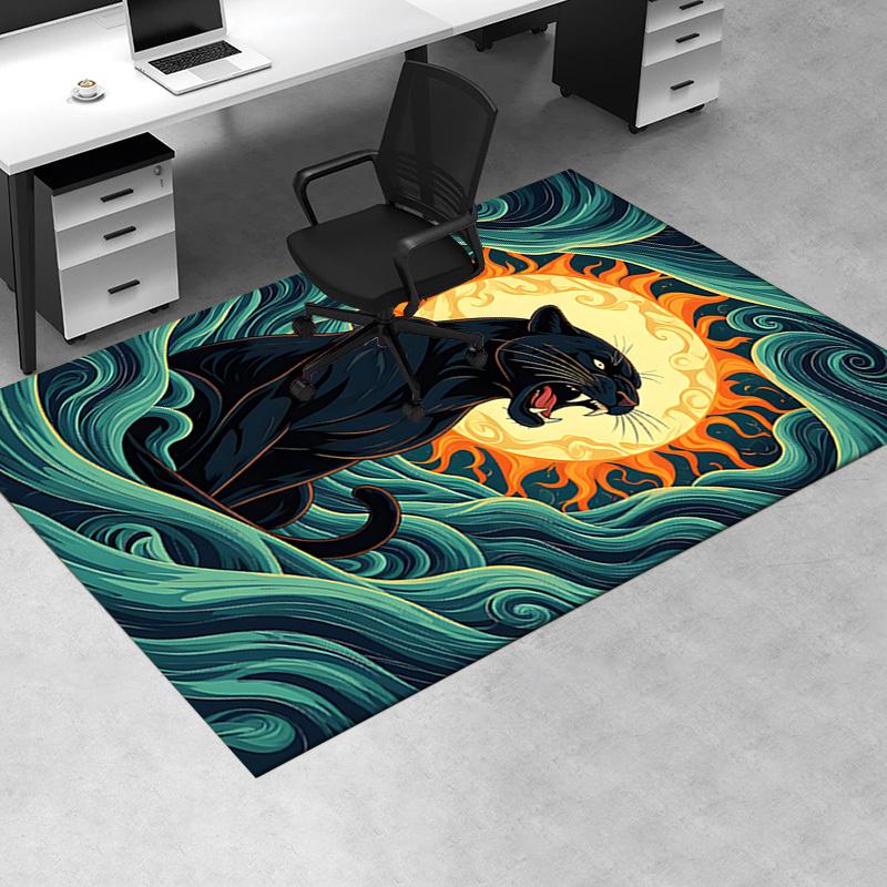 Black Panther Chair Mat: Office Carpet, Oversized Rug for Home Decor, Sofa Mat, Desk Protector, Gift