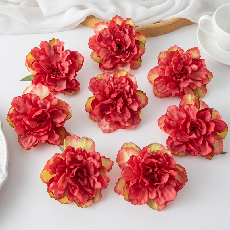 5/10 шт. Штучно Зроблених Квітів З Обпаленими Краями та Півонії Для Домашнього Дозвілля, Шпильки Для Волосся, Весільна Прикраса Одягу, Скрапбукінг