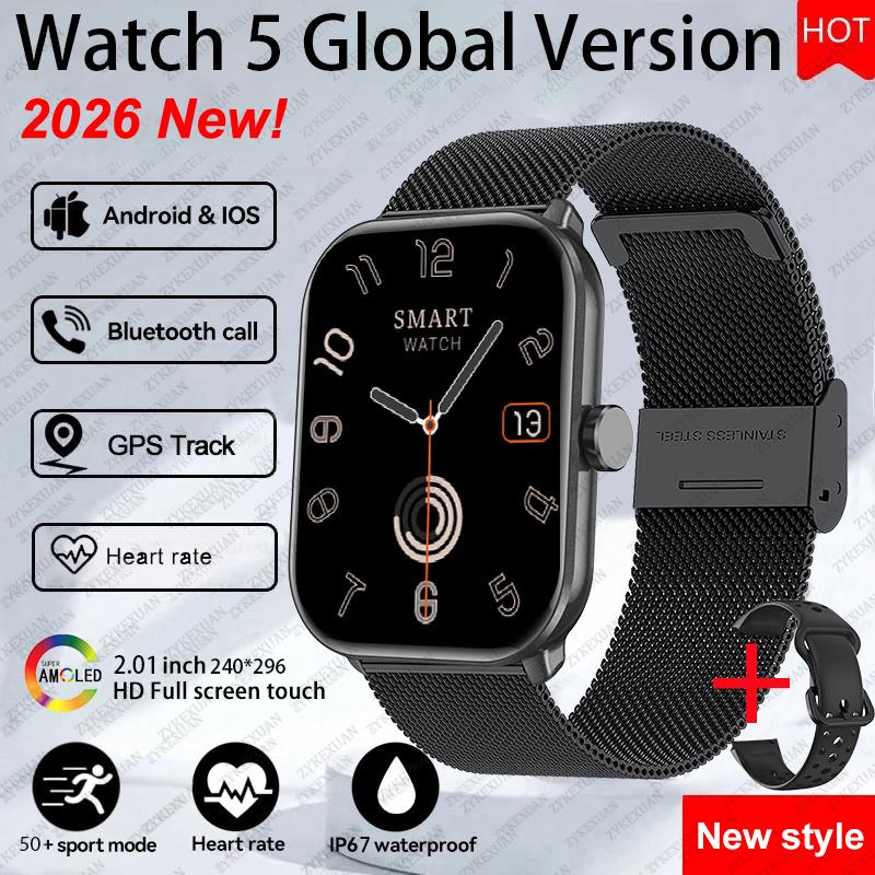 New Watch 5 Smart Watch Women AMOLED Screen Fitness Tracker Heart Rate ECG Waterproof GPS Track Call Smartwatch For iOS Android