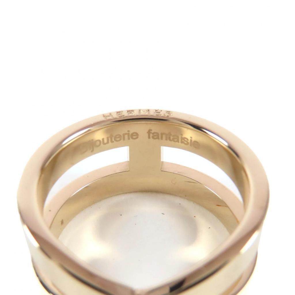 Ausgezeichneter HERMES Schalring Ryuban BIJOUTERIE FANTAISIE H-Motiv gold Damen Gebraucht