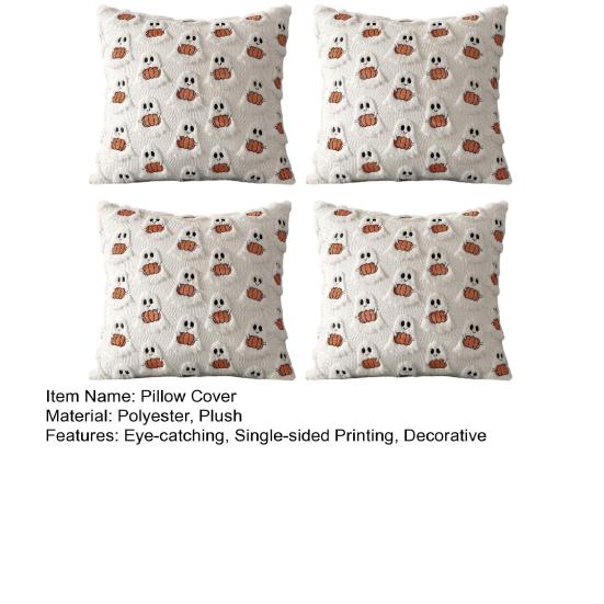Halloween Pumpkin Ghost Pillow Cover Soft Plush Pillowcase Farmhouse Throw Cushion Case Halloween Porch Decorations