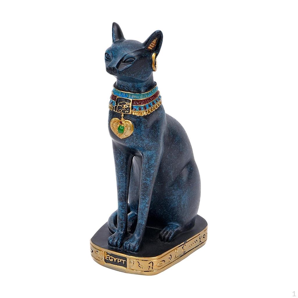 Cat Bastet Statue Figurine Tabletop Decoration Animal Sculpture Ancient Collectible for Living Room