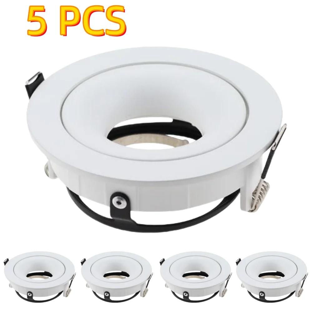 1/5PCS Recessed Round Spotlight LED Ceiling Downlight Mounting Frame Adjustable Black/White GU10/MR16 Lamp Holder Light Fitting