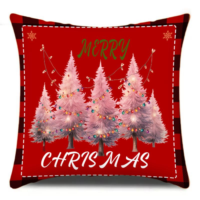 

Современная простая рождественская наволочка со снеговиком и оленем, декоративная наволочка с цифровой печатью для дивана, клетчатая наволочка, премиум 45*45cm