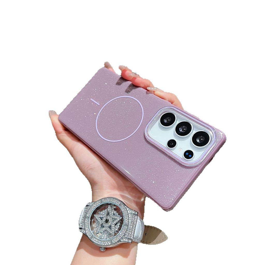 Fine-ring Magnetic Flash Powder Is Suitable for Samsung S25ULTRA Phone Cases, S24/S23U Starry Sky Flash Powder PC