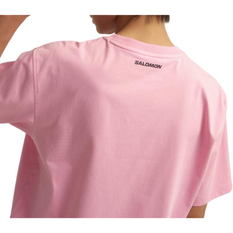 Salomon Loose Fit Round Neck Short Sleeve T-Shirt Unisex Tops Pink C28148