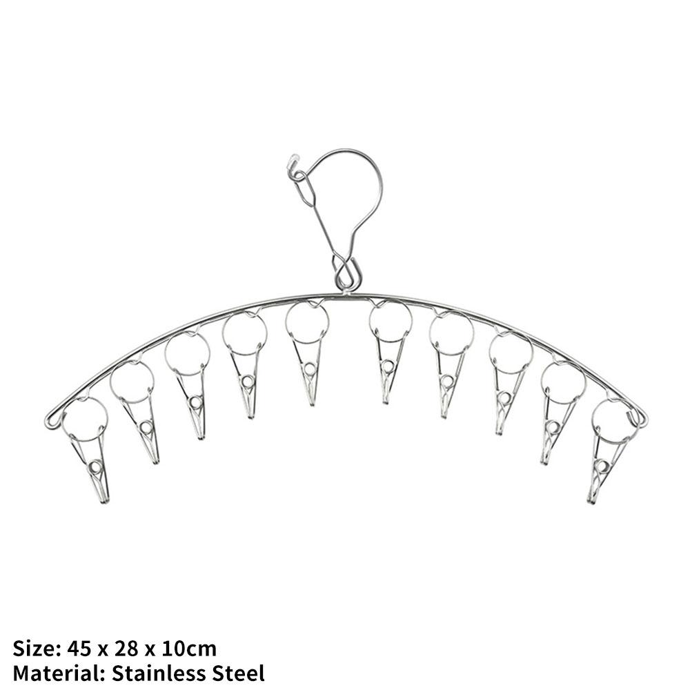 10 Pegs Clothes Dryer Rack Laundry Hanger Sock Underwear Clip Stainless Steel