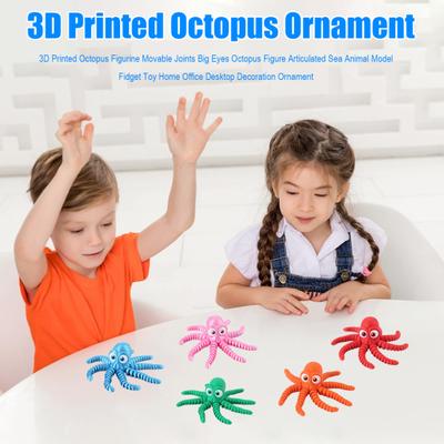 3D-gedruckte Oktopus-Figur Bewegliche Gelenke Große Augen Oktopus-Figur Gelenkiges Meerestier-Modell Fidget-Spielzeug Heim- Büro-Schreibtischdekoration Ornament