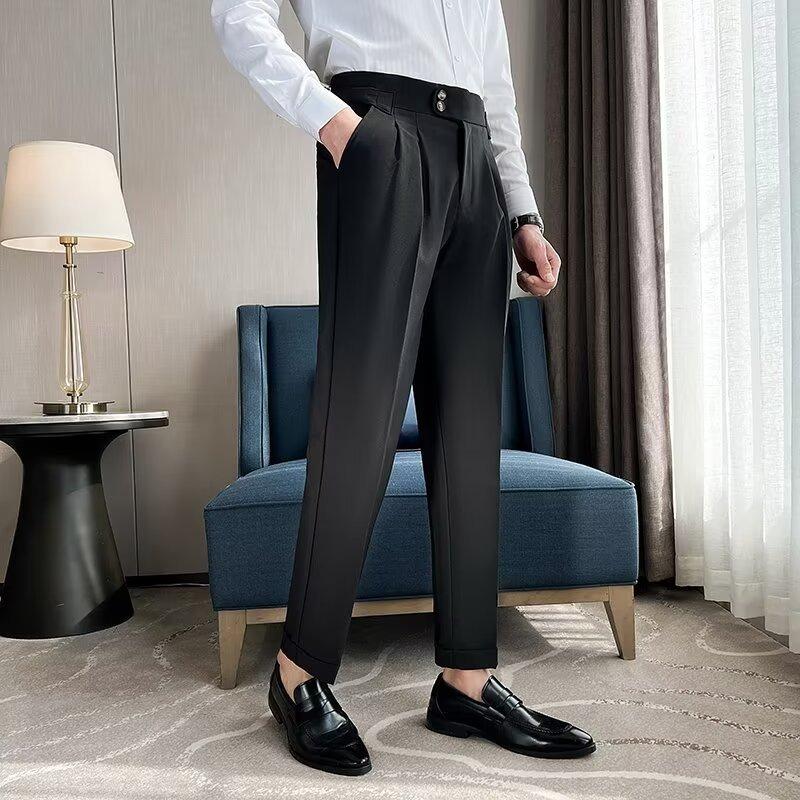Spring and Summer Drape Pants Nine-point Pants Men's Loose Straight-leg Pants Men's Casual Suit Pants