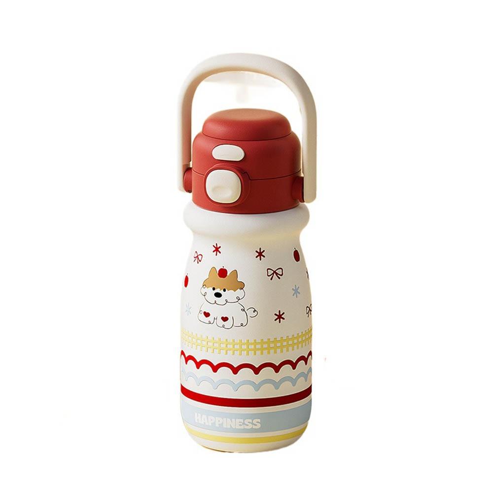 520ml Bounce Insulated Cup with Handle Vacuum-insulated Bottle Portable Cartoon Straw Cup  Office