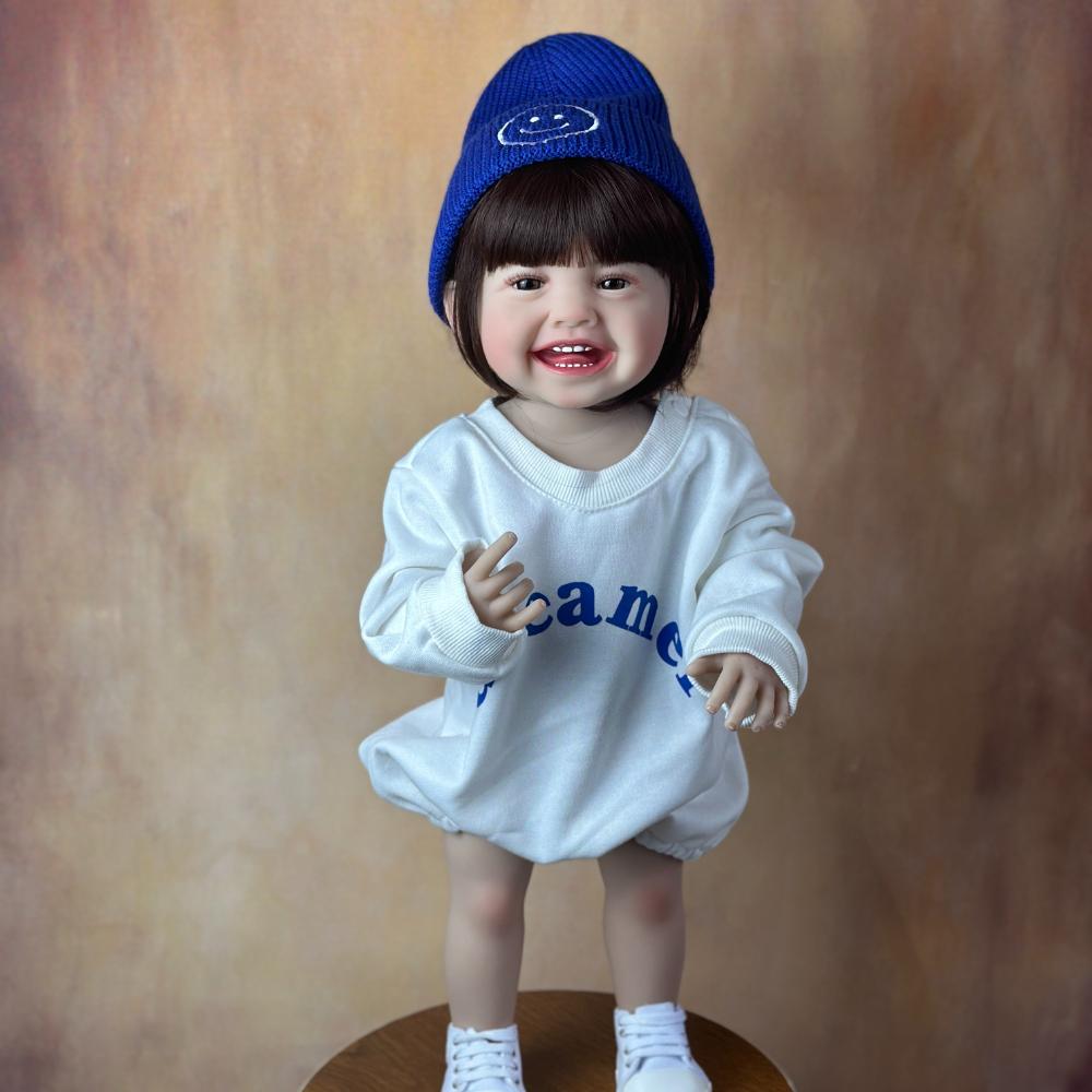 

BZDOLL Full Soft Vinyl Body 55 CM 22inch Realistic Reborn Baby Stand Girl New Face Doll Princess Toddler Bebe Birthday Gift vinyl body doll