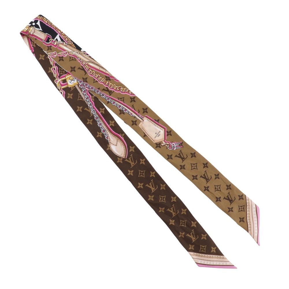 Louis Vuitton Bando BB Ultimate Scarf M76676 Ribbon Scarf Black / White / Brown Silk Women Used