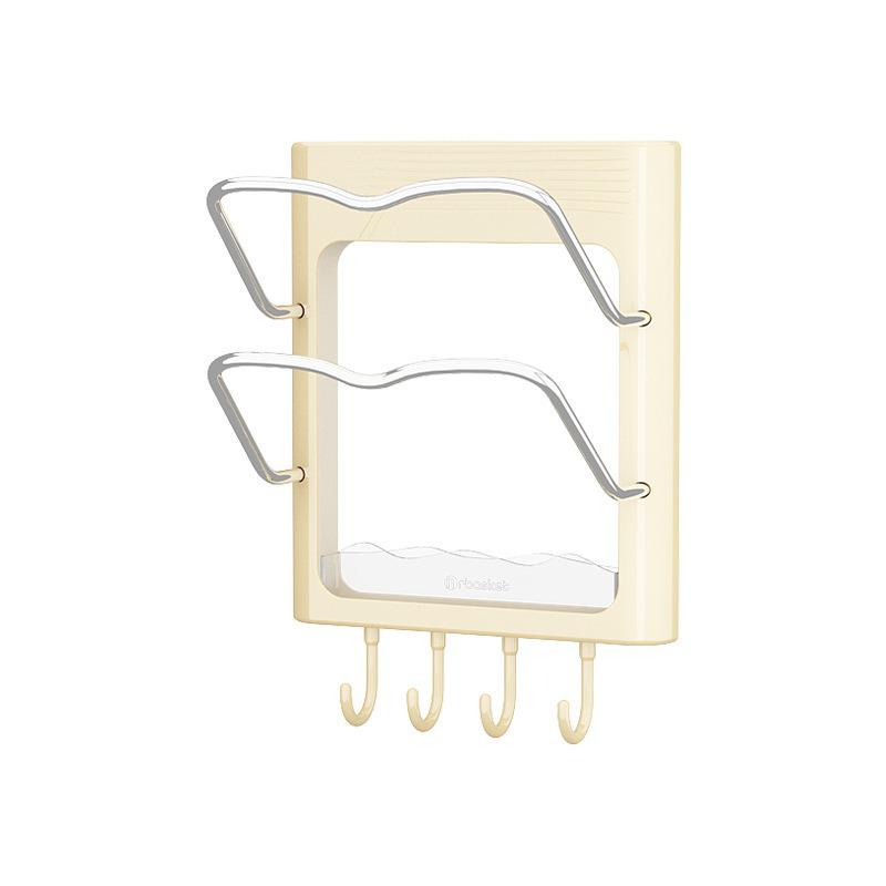 Wall-Mounted Punch-Free Pot Lid & Cutting Board Storage Rack - Multi-Layer Kitchen Organizer