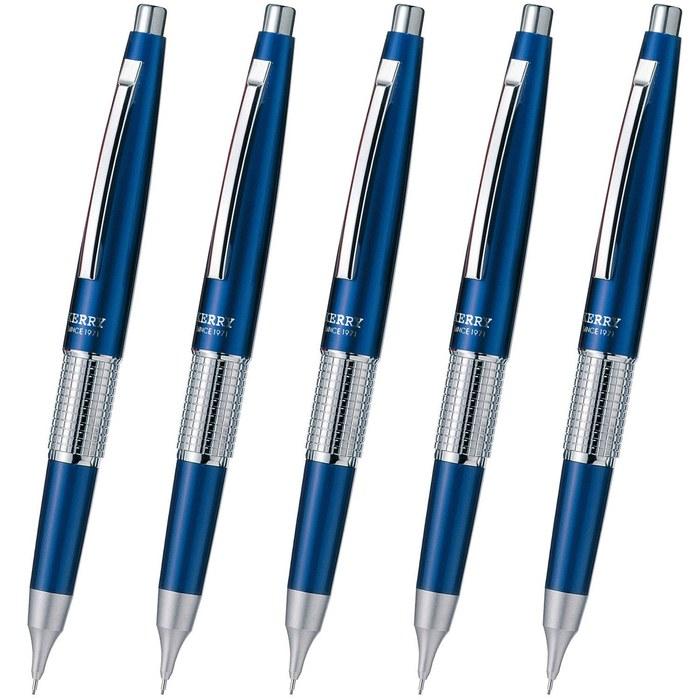 Pentel Sharpened Pencil, Manten CIL (Kelly) Cap Type, Blue, 5-Pack, P1035-CD Silver/Blue