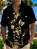 [Print Design – Not Textured] Men'S Dark Night Gilded Butterfly Print Shirt, Aesthetically Restrained Light Luxury Short Sleeve, Suitable As a Gift,