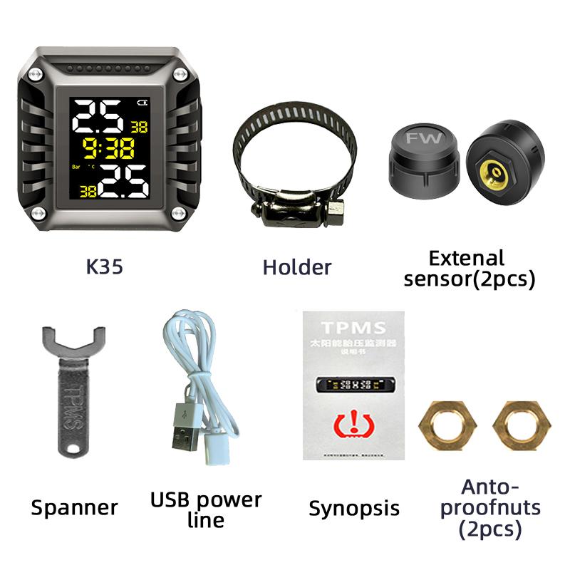 E-ACE Monitor tlaku v pneumatikách motocyklu TPMS Digitální displej Externí Motocyklový Bezpečnostní alarm Bezdrátový Detektor tlaku v pneumatikách