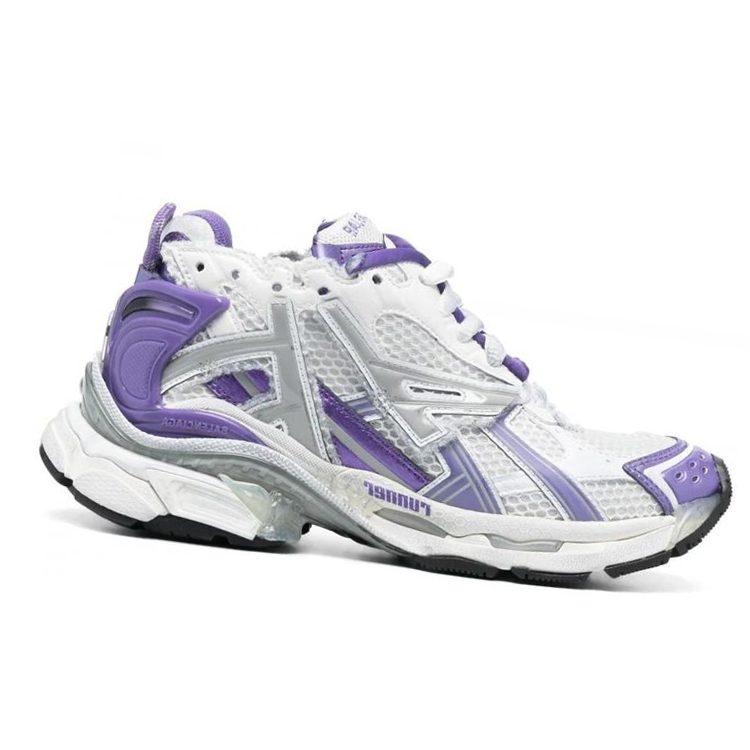 Balenciaga Runner Comfortable And Trendy Low Top Chunky Sneakers Women's White Purple 677402W3RB35901